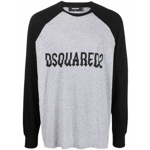 ディースクエアード メンズ Tシャツ トップス Logo-print long-sleeve t-shirt Grey｜asty