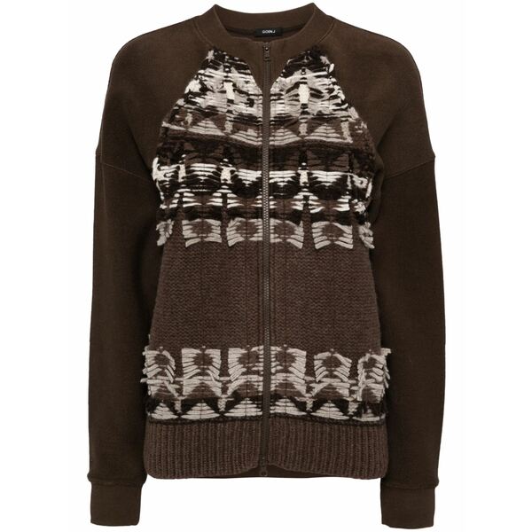 ゴエンジェイ レディース カーディガン アウター Contrast zip-up cardigan Brown｜asty