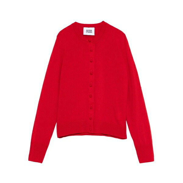 アルファス テューディオ レディース ジレー アウター Button-front cardigan Red カーディガン・ボレロ-レディースファッション