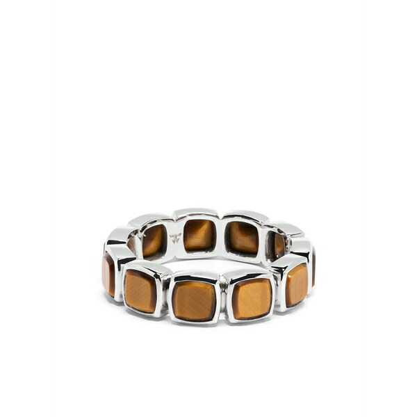 トムウッド メンズ リング アクセサリー Sterling silver cushion tiger eye ring Silver｜asty