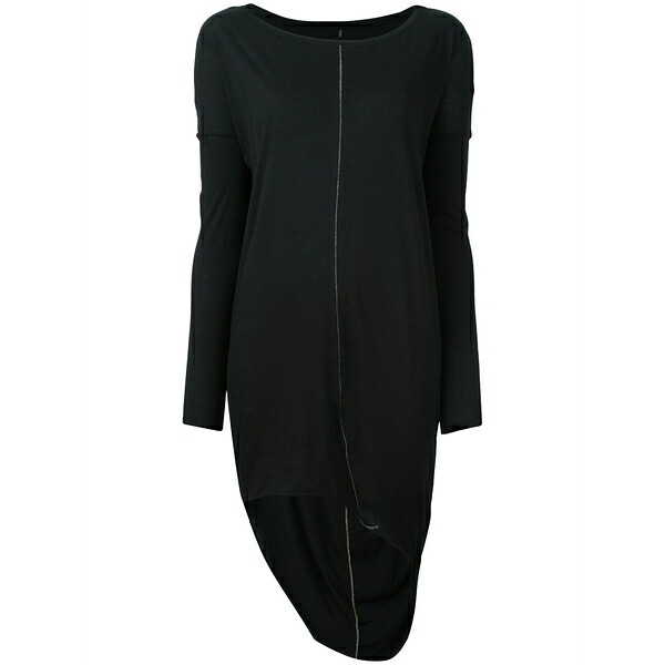トム・Cr レディース プルオーバー トップス Asymmetric long t-shirt Black