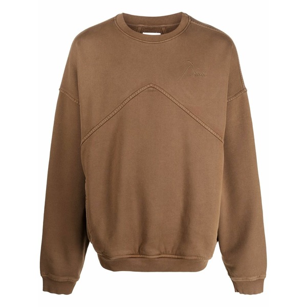 ルード メンズ ニット&セーター アウター Logo-embroidered oversize jumper Brown｜asty