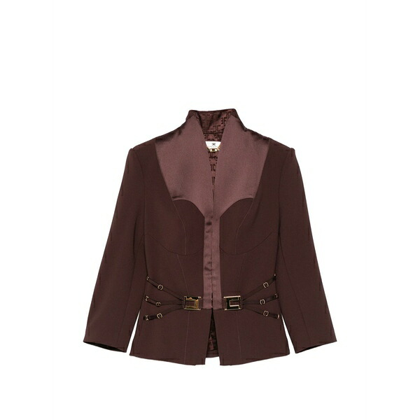 エリザベスフランキ レディース 上衣＆上衣 アウター Buckle-detail fitted jacket Brown