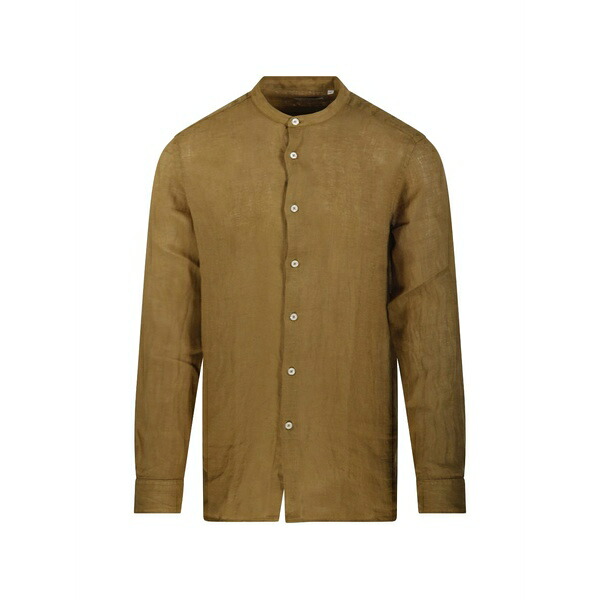 アルテア メンズ プルオーバー トップス Long-sleeve buttoned shirt Brown