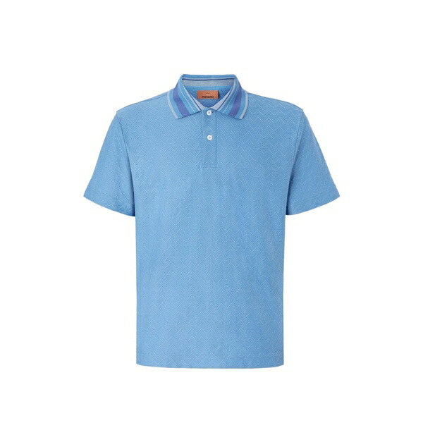 ミッソーニ メンズ ポロシャツ トップス Patterned collar polo shirt Blue｜asty