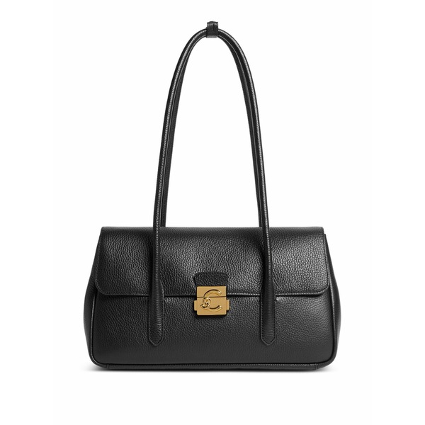 コチネレ レディース ショルダーバッグ 御徒面子 Logo-buckle shoulder bag Black