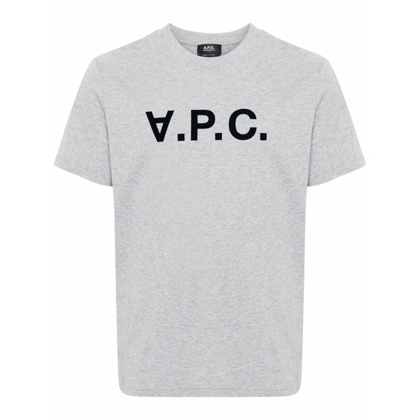 アーペーセー メンズ Tシャツ トップス Flocked-logo cotton t-shirt Grey