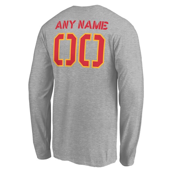 Women's Fanatics Branded Gray Kansas City Chiefs Personalized Name Number  Evanston Stencil Long Sleeve V-Neck T-Shirt