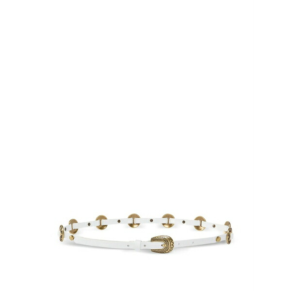 ピンコ レディース 三尺帯 添え物 Stud embellished leather belt White