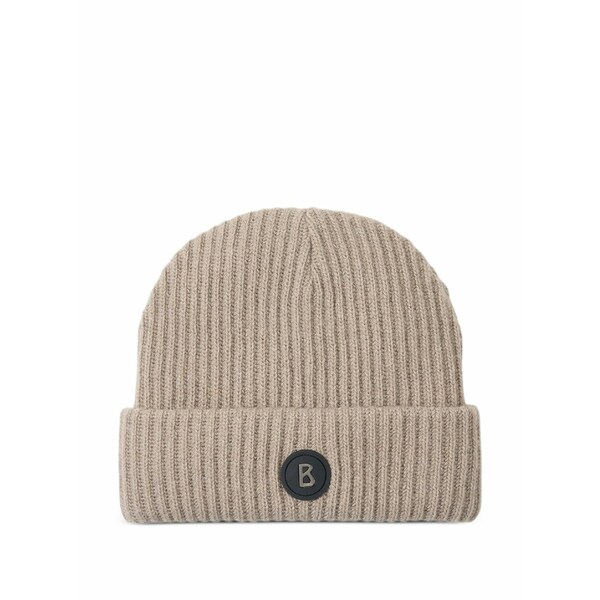 ボグナー メンズ かぶり笠 付属品 Gustav ribbed logo-patch beanie hat Neutrals
