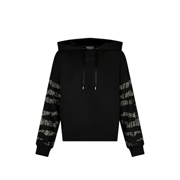 リュージョー レディース パーカー・スウェットシャツ アウター Long-sleeve drawstring hoodie Black