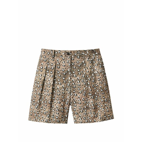 ラファイエット148 レディース カジュアルパンツ ボトムス Animal-print pleated shorts Neutrals｜asty