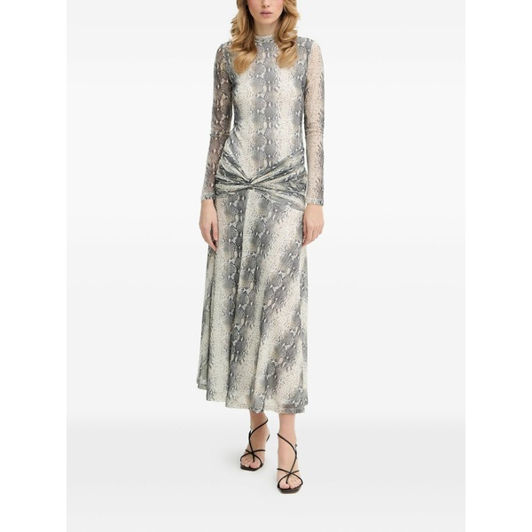 バードット レディース ワンピース トップス Lea snakeskin-print long-sleeve maxi dress Neutrals|asty