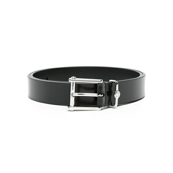 ヴェルサーチ メンズ 胴締め 佩び物 Medusa head leather belt Black