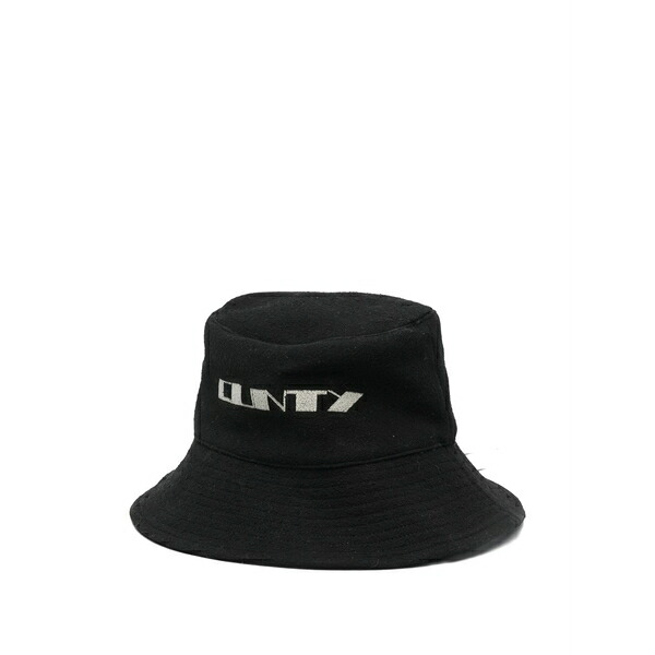 リックオウエンス メンズ かぶり笠 佩び物 Logo bucket hat Black