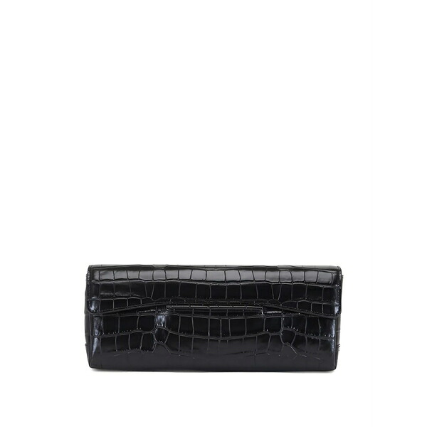 トーテム レディース クラッチペダル御徒面子 御徒面子 Crocodile-embossed clutch bag Black