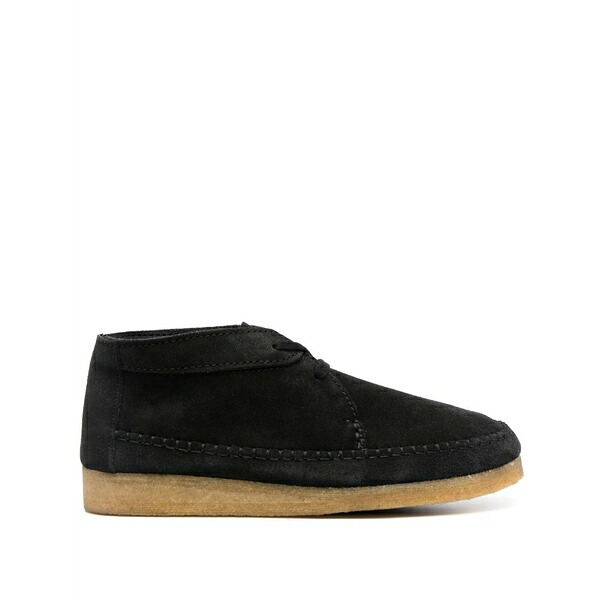 クラークス メンズ ブーツ シューズ Stitch-detail suede boots Black|asty