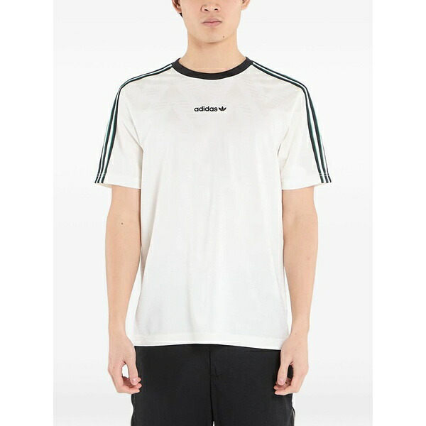 アディダス メンズ Tシャツ トップス Stripe-detail jersey t-shirt White｜asty