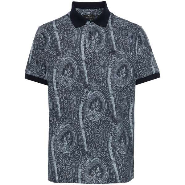 エトロ メンズ ポロシャツ トップス Paisley-print polo shirt Blue|asty