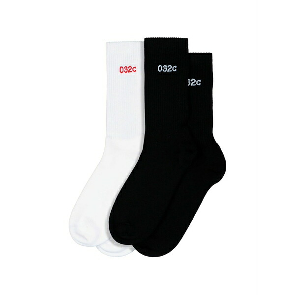 ゼロスリーツーシー メンズ ソックス アンダー御召しもの Lettering two-pack socks set (set of two) Black