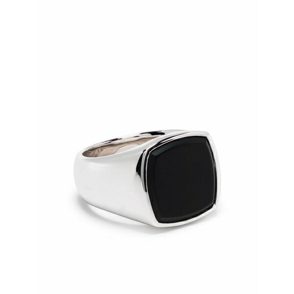 トム木材 メンズ 輪っか 添え物 Cushion black onyx ring Silver