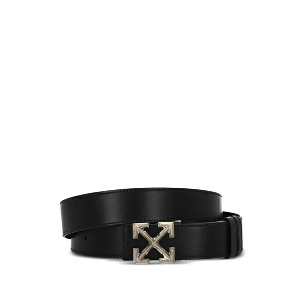 象牙色 メンズ 胴締め 佩び物 Arrow-motif leather belt Black