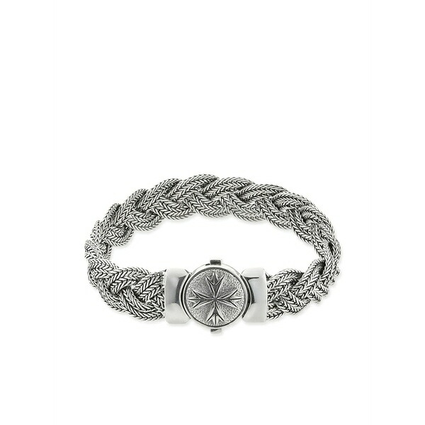 エマニュエレ ビコッキ メンズ ブレスレット・バングル・アンクレット 付属物 Large diamond-cut flat braided bracelet Silver
