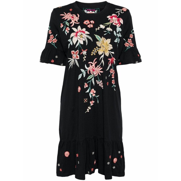 ジョニーワズ レディース ワンピース トップス Ruffle-sleeve knit dress Black|asty
