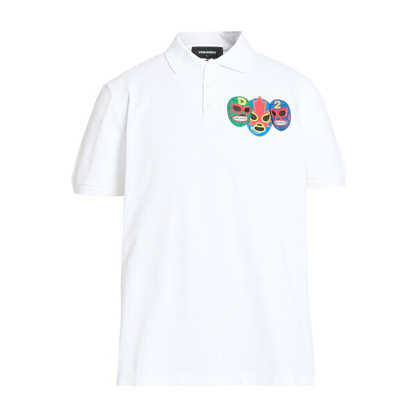 【貨物輸送無料】 ディースクエアード メンズ ティーシャツ トップス Polo shirts White トップス-Tシャツ・カットソー