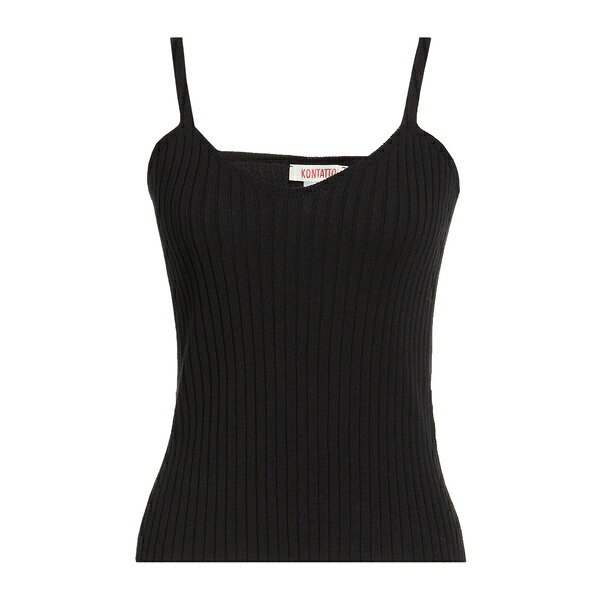 【送料無料】 コンタット レディース Tシャツ トップス Tops Black|asty