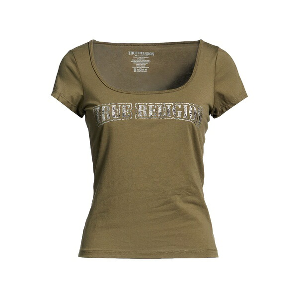 【送料無料】 トゥルーレリジョン レディース Tシャツ トップス T-shirts Green