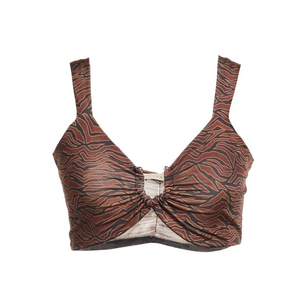 【送料無料】 ハブワン レディース Tシャツ トップス Tops Brown|asty
