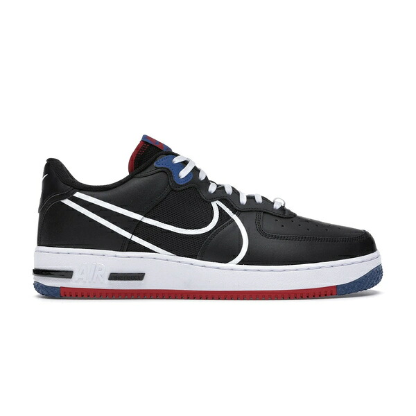 Nike ナイキ メンズ スニーカー  【Nike Air Force 1 Low React Black White Gym Red Gym Blue】  大きさ US_8.5(26.5珊) Black/Gym Red-Gym Blue-White
