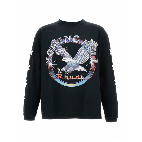 ルード メンズ パーカー・スウェットシャツ アウター Eagle-print ribbed sweatshirt Black パーカー-トップス-メンズファッション