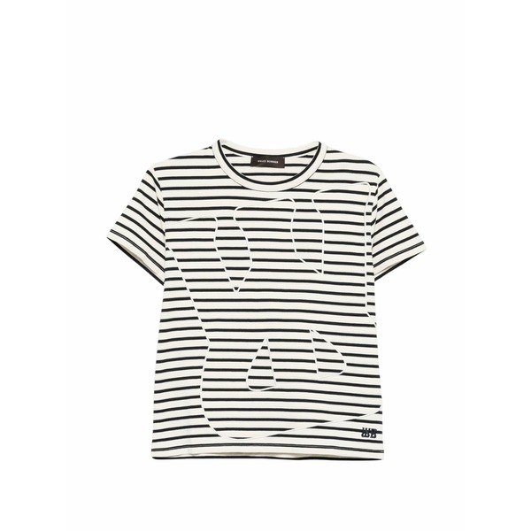 ウェールズ ボナー レディース Tシャツ トップス Striped-pattern graphic-print t-shirt White｜asty 55,990円