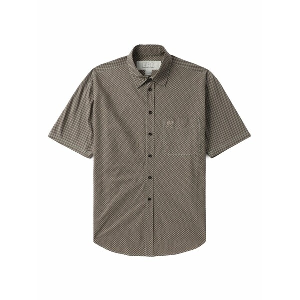 エアル メンズ シャツ トップス Check-pattern short-sleeve shirt Brown|asty