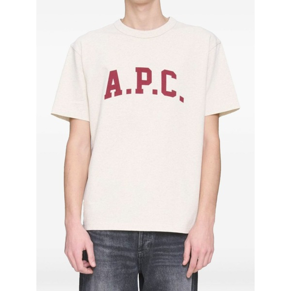 アーペーセー メンズ Tシャツ トップス Logo-print cotton t-shirt Neutrals