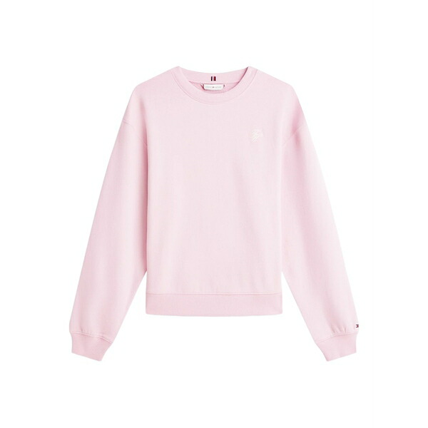 トミー ヒルフィガー レディース ニット&セーター アウター Logo-embroidered sweatshirt Pink｜asty