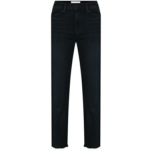 フレーム レディース デニムパンツ ボトムス Cropped straight-leg jeans Blue｜asty