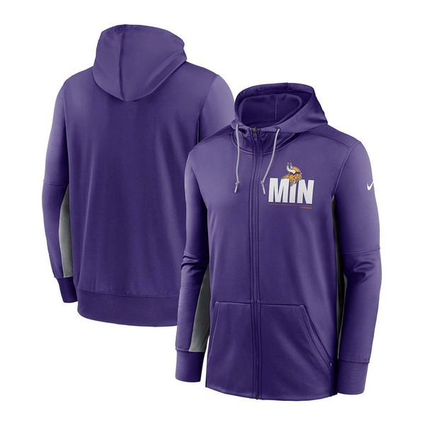 ナイキ メンズ パーカー スウェットシャツ アウター Men S Purple Gray Minnesota Vikings Mascot Performance Full Zip Hoodie Purple Blackfishmarine Com
