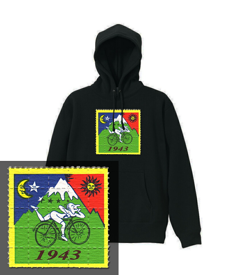 LSD HOODIE 12oz アシッド ホフマン 太陽 自転車 幻覚 麻薬 サイケデリック トリップ ヘビーウェイト ヘヴィー 厚手 スウェット  フーディ パーカー 裏起毛 トップス ロゴ メンズ レディース｜AstyleJapan