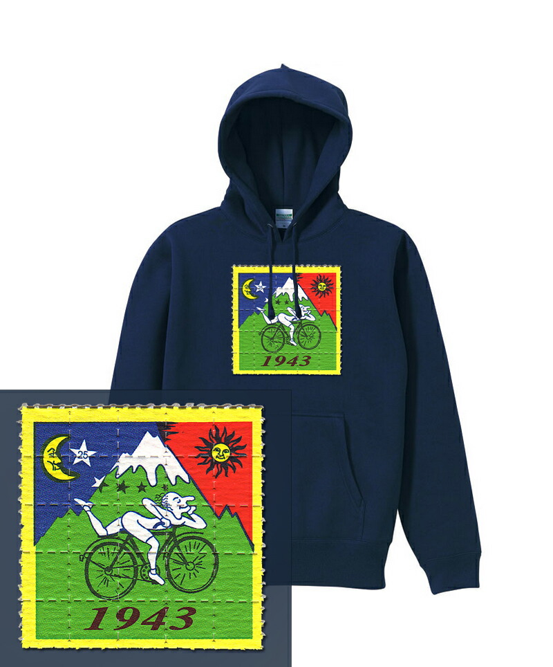 LSD HOODIE 12oz アシッド ホフマン 太陽 自転車 幻覚 麻薬 サイケデリック トリップ ヘビーウェイト ヘヴィー 厚手 スウェット  フーディ パーカー 裏起毛 トップス ロゴ メンズ レディース｜AstyleJapan