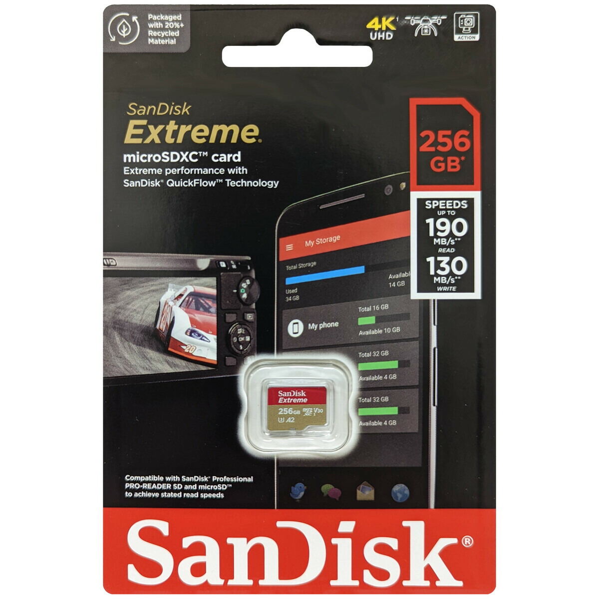 SanDisk サンディスク 並行輸入品 マイクロSDXC歌留多 Extreme 256GB SDSQXAV-256G-GN6MN