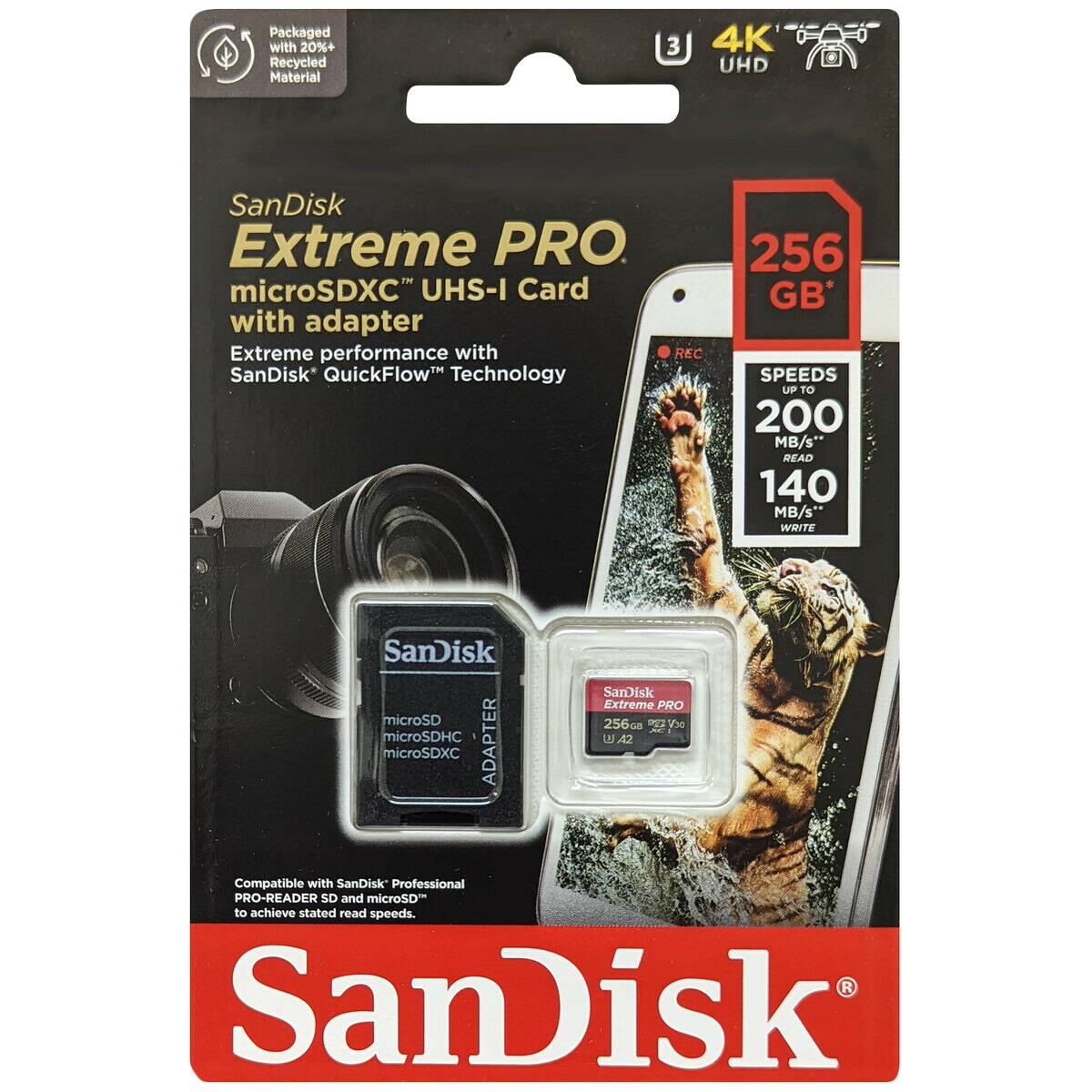 SanDisk サンディスク 並行輸入品 マイクロSDXCカード Extreme PRO 256GB SDSQXCD-256G-GN6MA|アスビック
