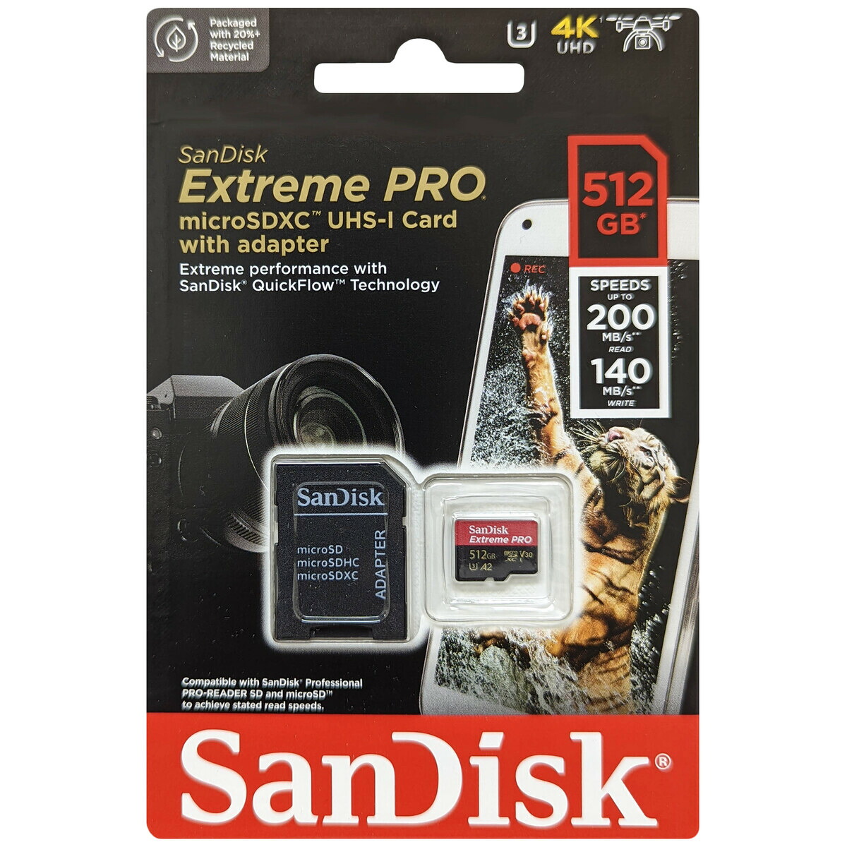 SanDisk サンディスク 並行輸入品 マイクロSDXC歌留多 Extreme PRO 512GB SDSQXCD-512G-GN6MA