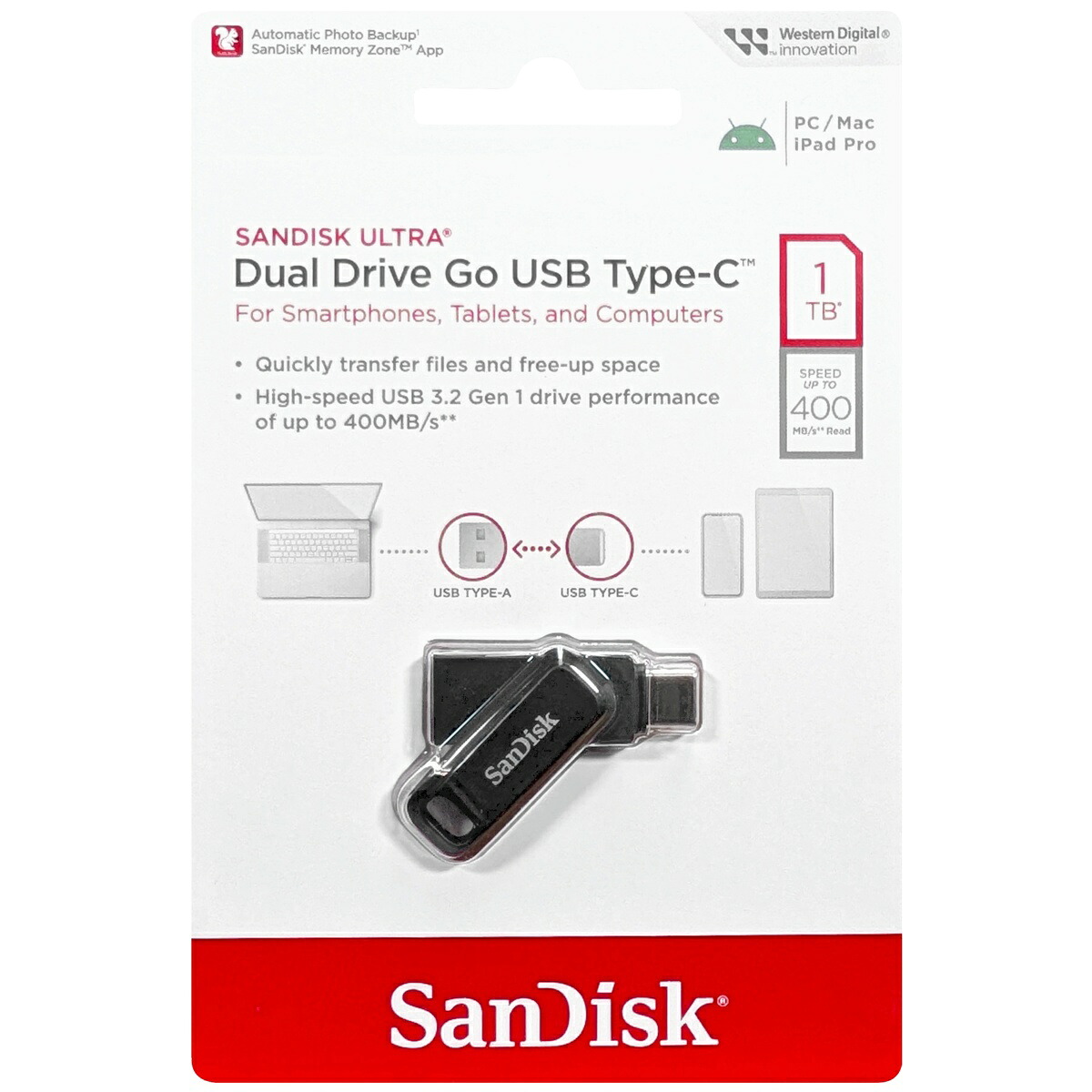 SanDisk サンディスク 並行輸入品 Ultra Dual Drive Go USB Type-C ブラック 1TB SDDDC3-1T00-G46｜アスビック