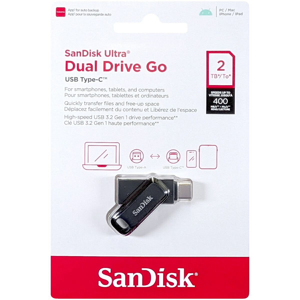 SanDisk サンディスク 並行輸入品 Ultra Dual Drive Go USB Type-C ブラック 2TB SDDDC3-2T00-G46｜アスビック