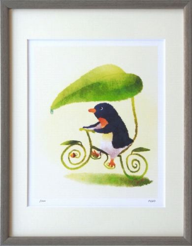 版画 絵画 葉っぱの自転車 菜生 ジクレー 限定300部