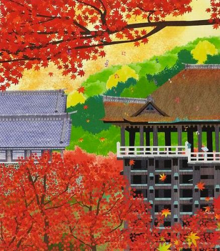 市場 版画 絵画 はりたつお 暁紅葉 京都清水寺