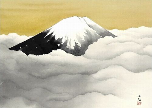 横山大観生誕150年〕富士図・富士絵画・高精彩特色技術絵 横山大観